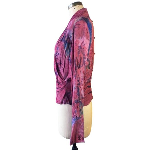 Ports International vintage pink back buttons V neck tunic top shirt - Picture 2 of 16